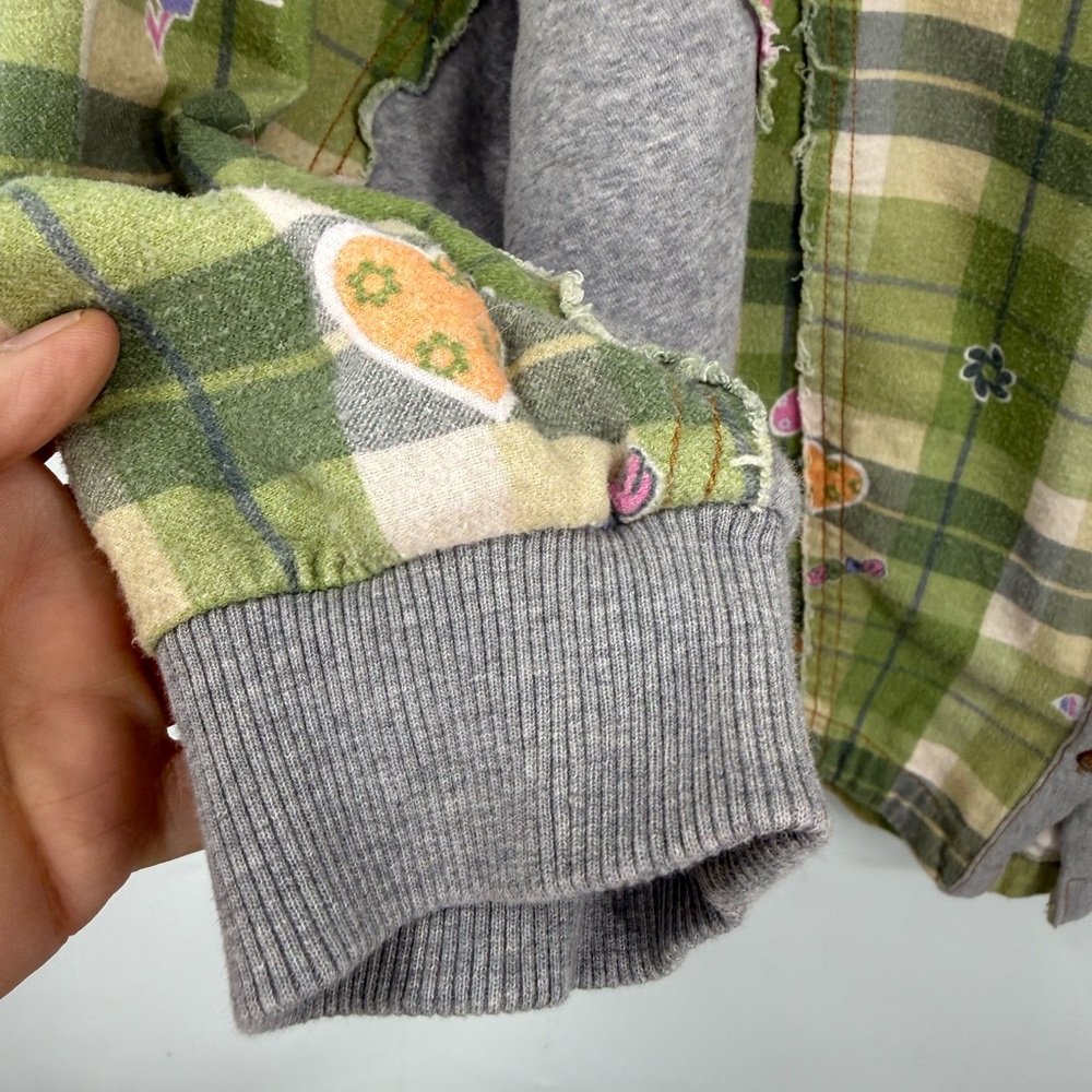 Urban Outfitters Out From Under green patchwork button-up shirt shacket jacket S - Picture 9 of 16